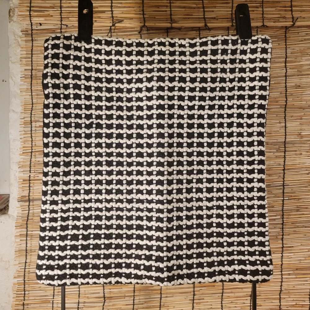 Wide Woven Black and White textile Boho Tribal  Throw Pillow Cover